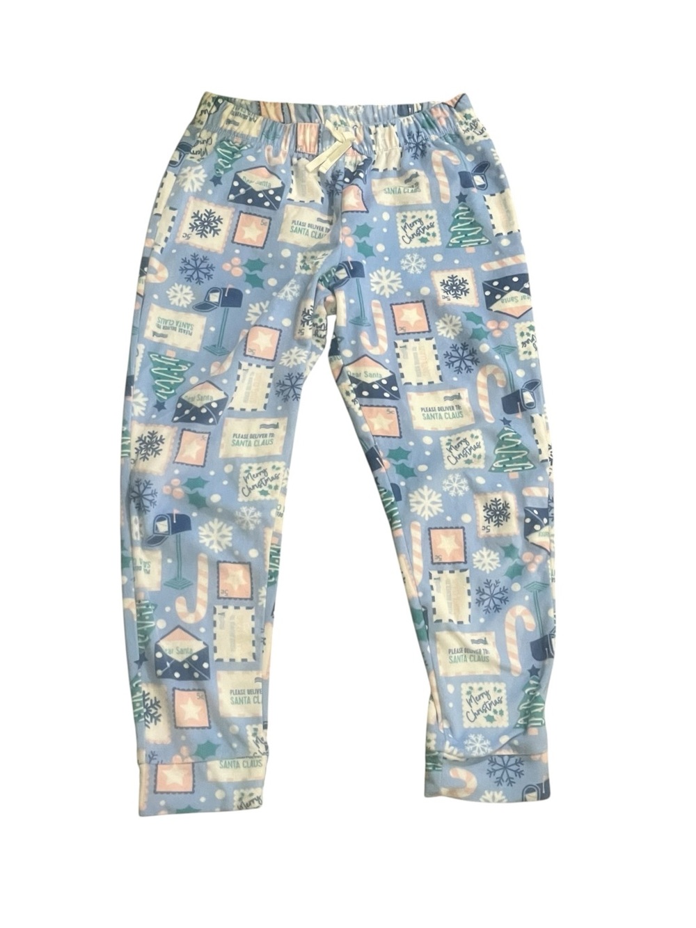 Holiday Times Light Blue Holiday Print Pajama Bottoms Size S